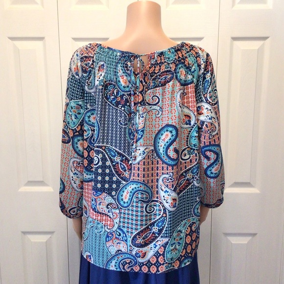 Counterparts Womens Boho Paisley Print Peasant Top Blouse Size XL - Picture 5 of 7